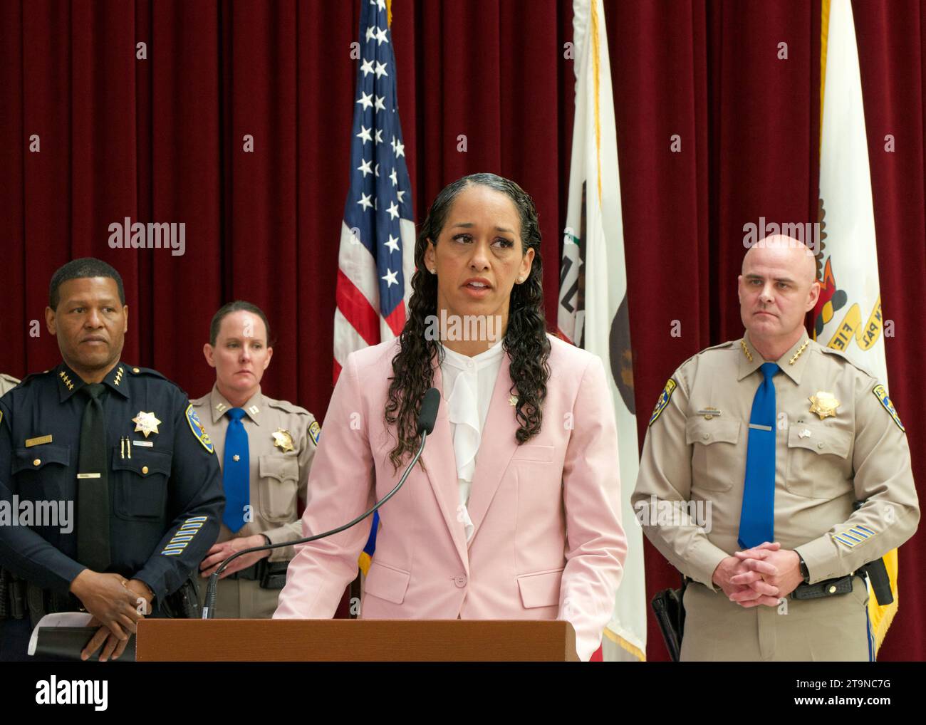 San Francisco, CA - 28 avril 2023 : le procureur Brooke Jenkins parle du nouveau partenariat de sécurité publique de l'État ciblant le trafic de fentanyl Banque D'Images