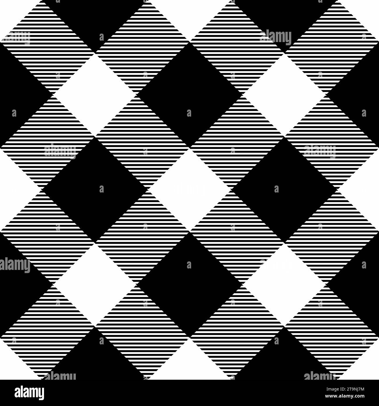 Tartan de tissu de texture de vecteur de chèque sans couture avec un textile de motif de fond à carreaux dans des couleurs noir et blanc. Illustration de Vecteur