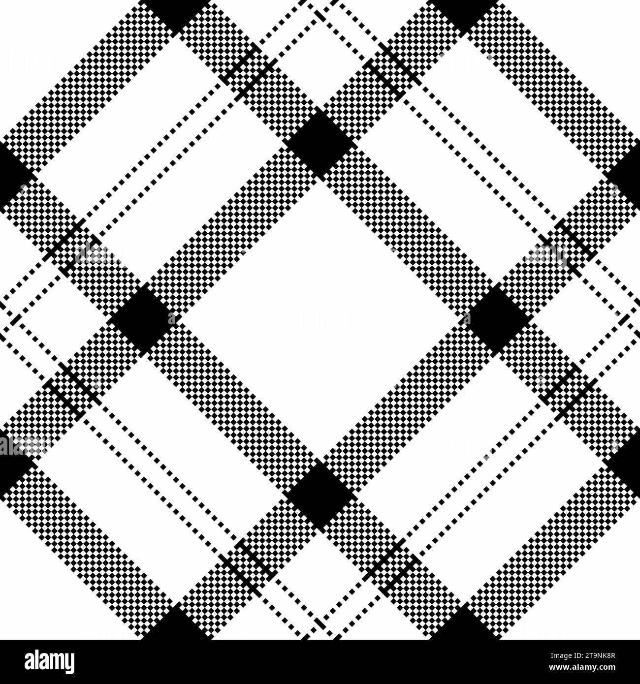 Tissu à motif écossais de tartan textile à carreaux avec une texture de fond vectorielle sans couture dans des couleurs blanches et noires. Illustration de Vecteur