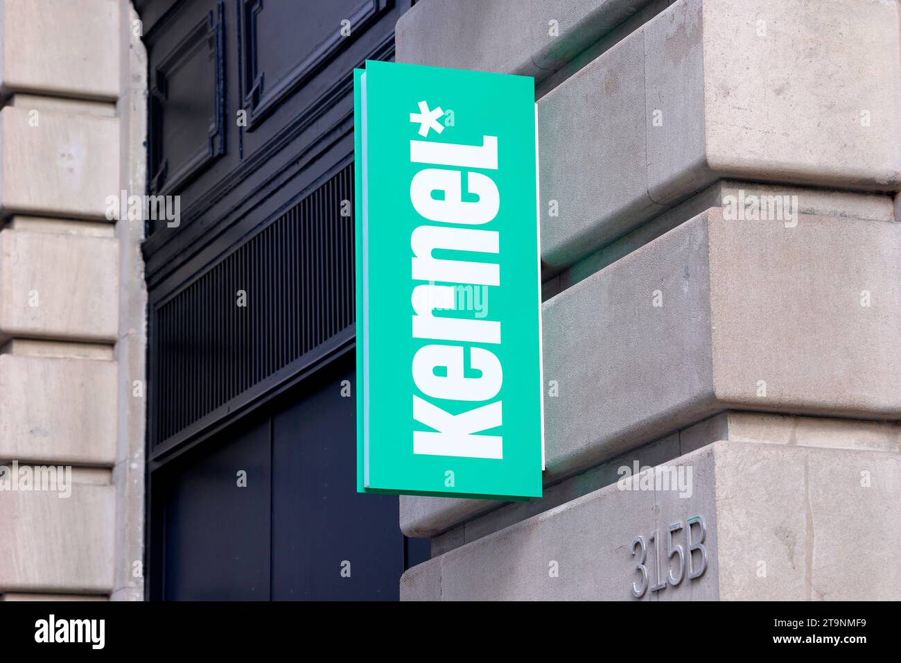 Signalisation pour restaurant végétarien semi-automatisé Kernel fast casual à Manhattan, New York. Le restaurant est par Steve Ells, fondateur et ex-PDG de Chipotle. Banque D'Images