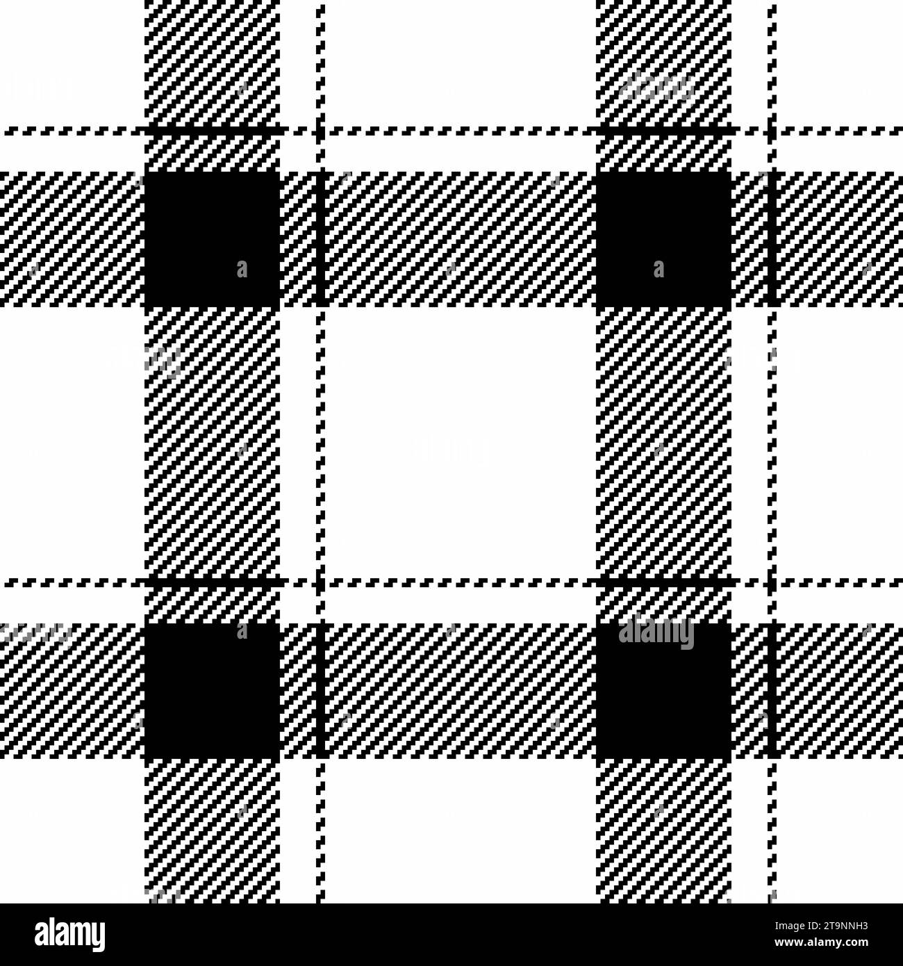 Contrôle de tissu sans couture de texture de motif textile avec un vecteur de fond tartan à carreaux dans des couleurs blanches et noires. Illustration de Vecteur