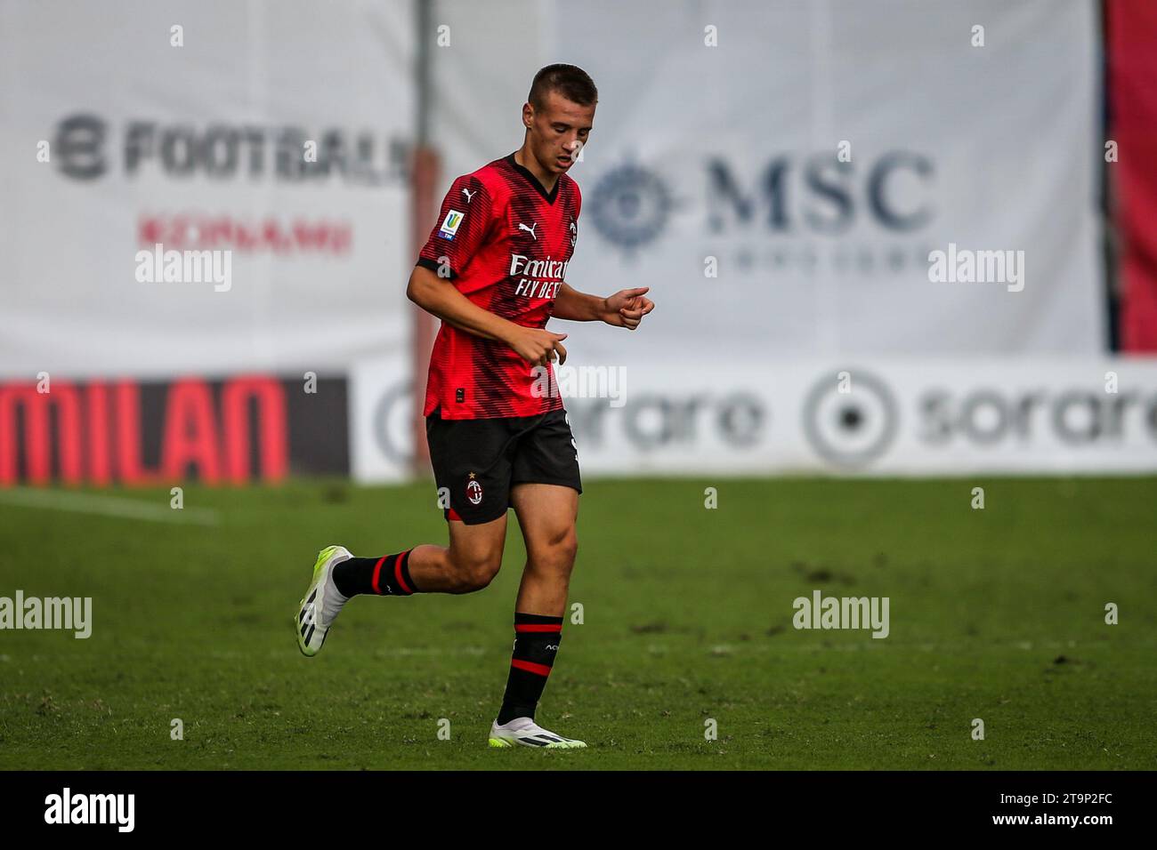 MILAN, ITALIE, 23.09.2023 – Milan U19 et Juventus U19 jouent pour le Championnat Primavera 1, au CS Peppino Vismara. Banque D'Images
