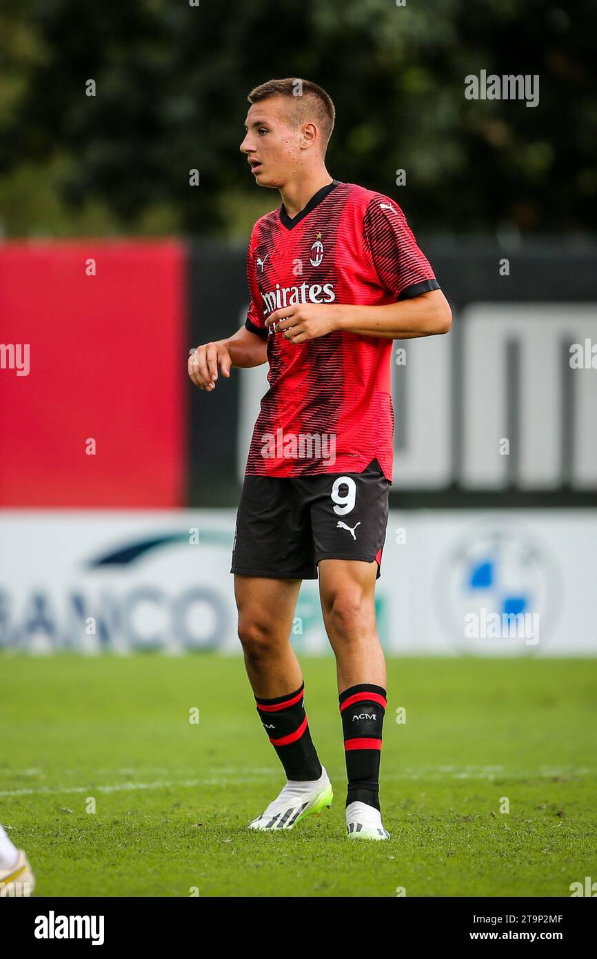 MILAN, ITALIE, 23.09.2023 – Milan U19 et Juventus U19 jouent pour le Championnat Primavera 1, au CS Peppino Vismara. Banque D'Images
