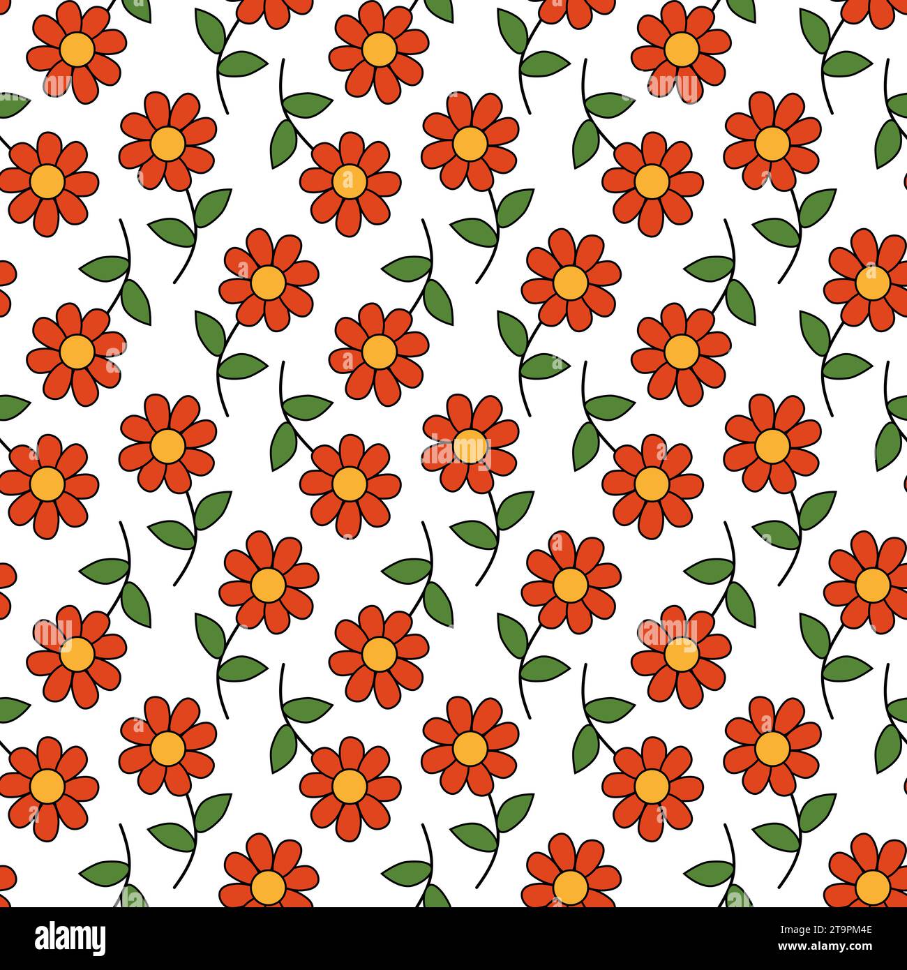 Modèle sans couture avec des fleurs rouges. Fond floral de printemps et d'été. Conception pour papier peint, papier d'emballage, fond, tissu. Illustration de Vecteur