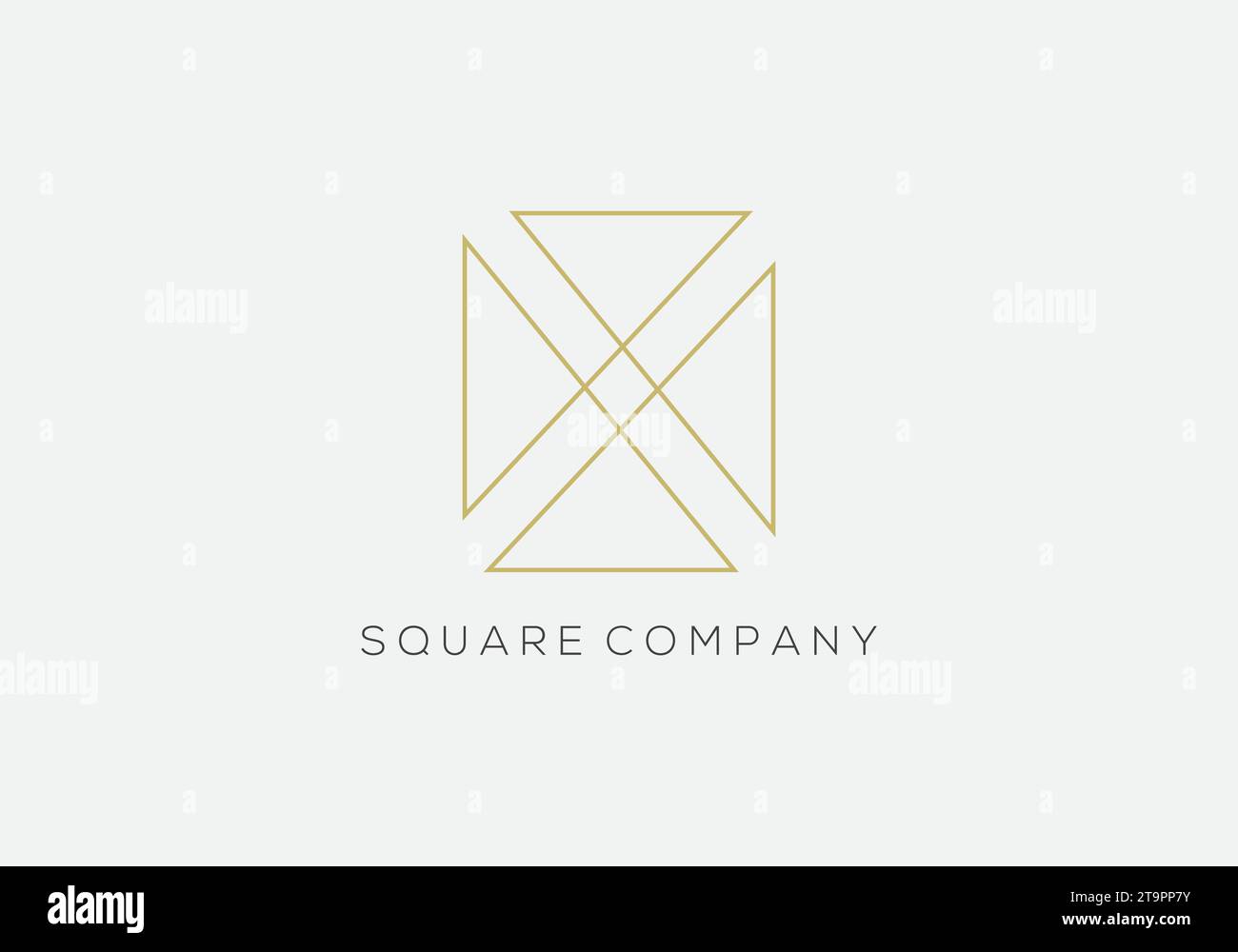 Design de logo de ligne carrée géométrique minimaliste. Symbole de luxe élégant Illustration de Vecteur