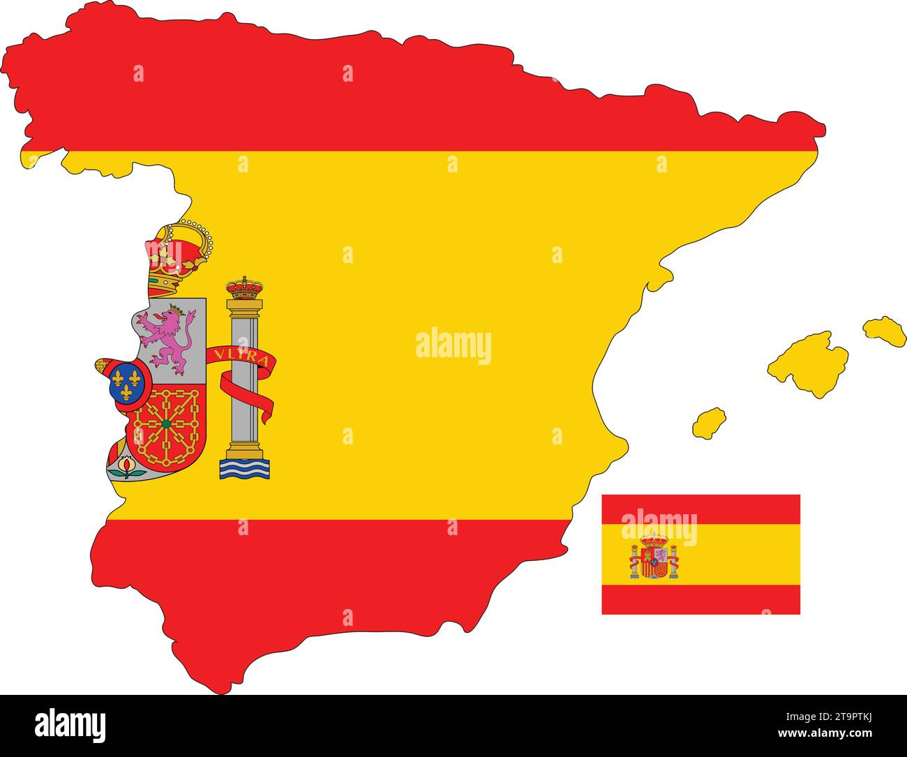 Carte et drapeau de l'Espagne Illustration de Vecteur
