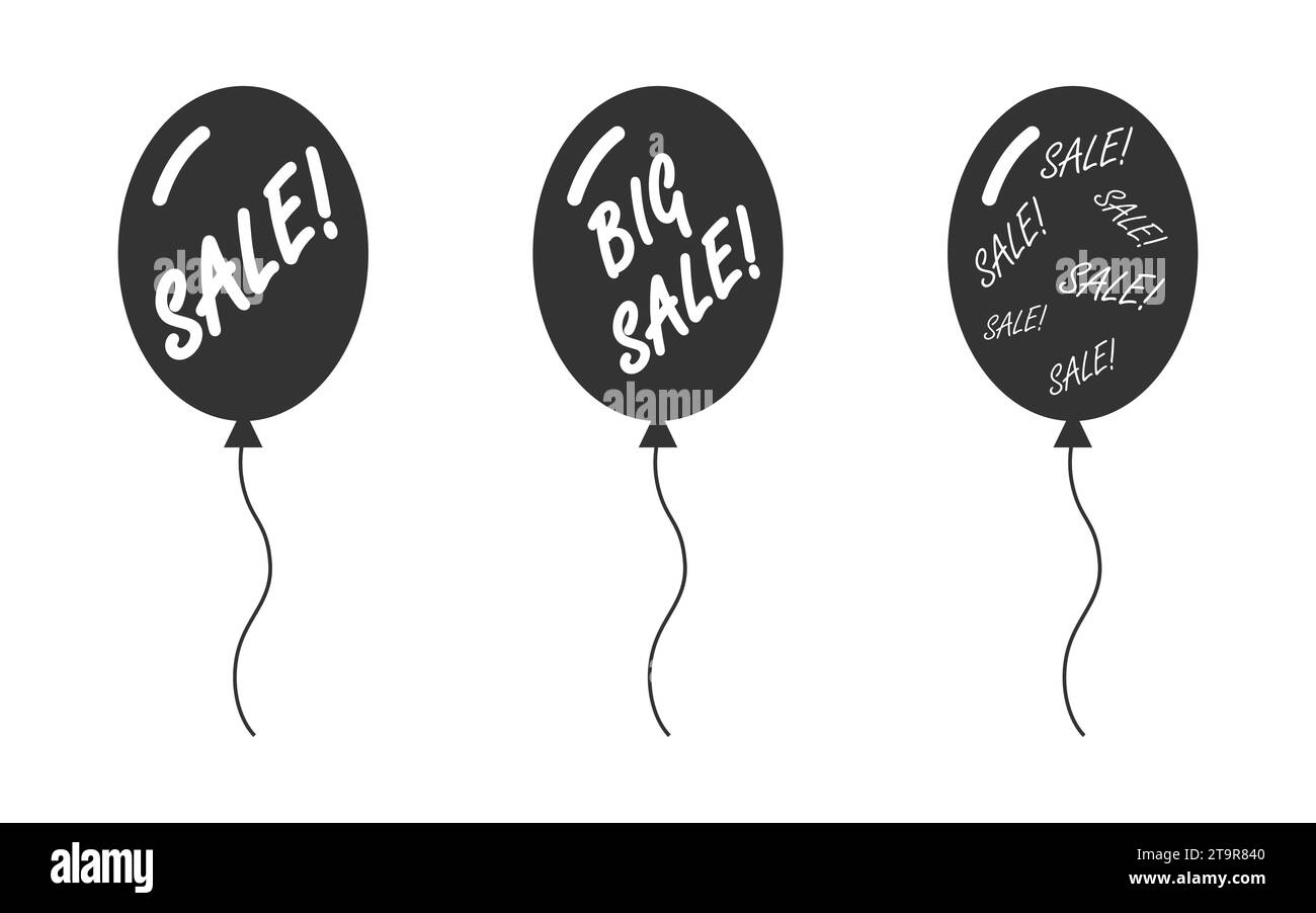 Icônes de ballon avec texte de vente. Illustration vectorielle plate Illustration de Vecteur