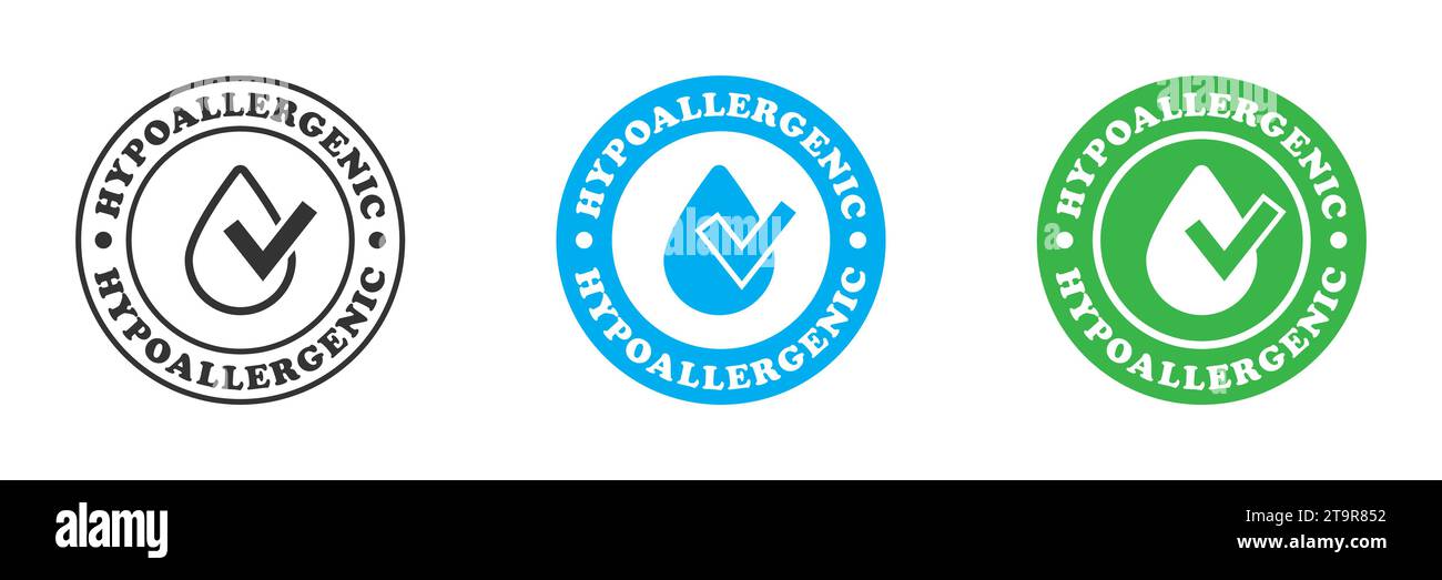 Jeu d'icônes hypoallergéniques. Logo testé hypoallergénique. Illustration vectorielle Illustration de Vecteur