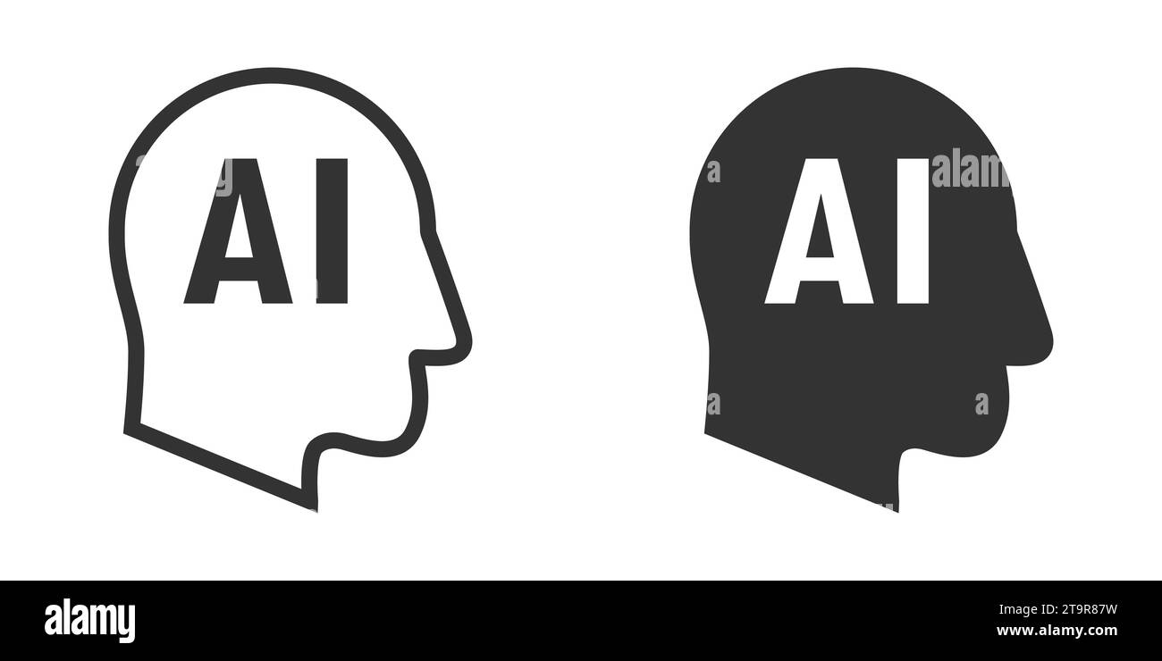 Icône ai. Symbole de tête humaine. Illustration vectorielle Illustration de Vecteur