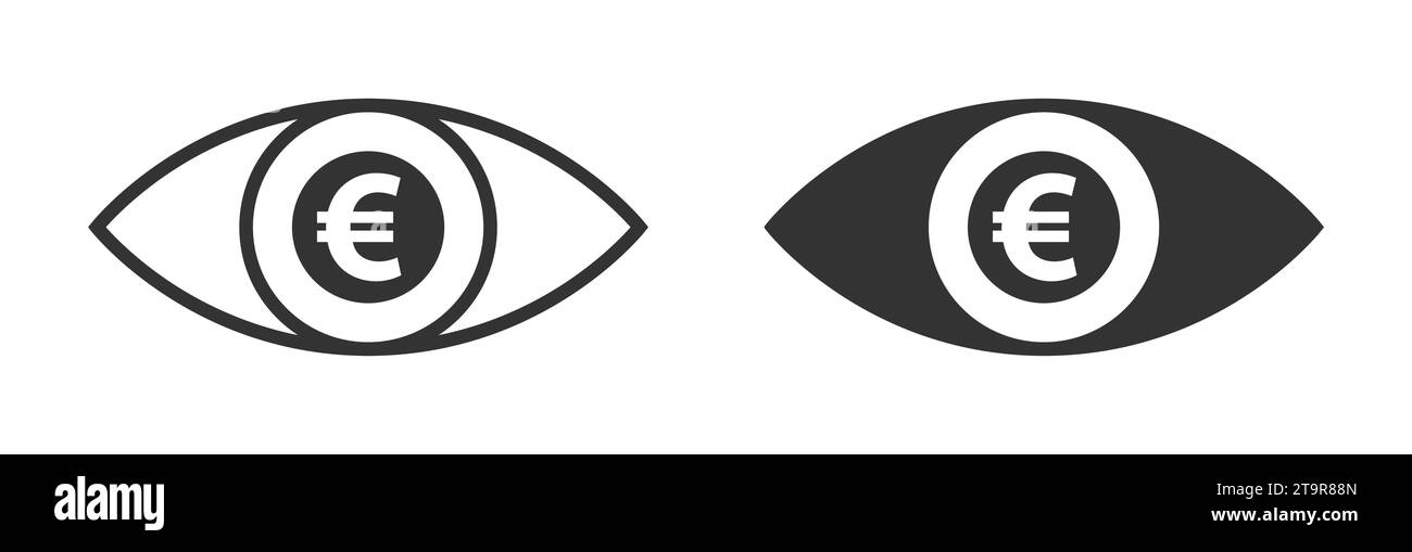 Œil avec icône euro-argent. Signe de l'euro dans l'oeil. Illustration vectorielle Illustration de Vecteur