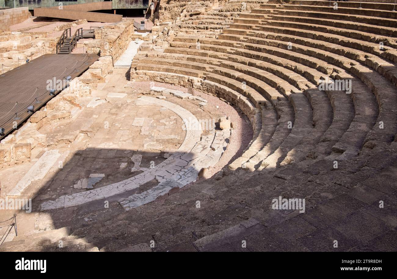 l'amphithéâtre romain dans l'ancien palais et forteresse d'alcazaba à malaga andalousie espagne Banque D'Images