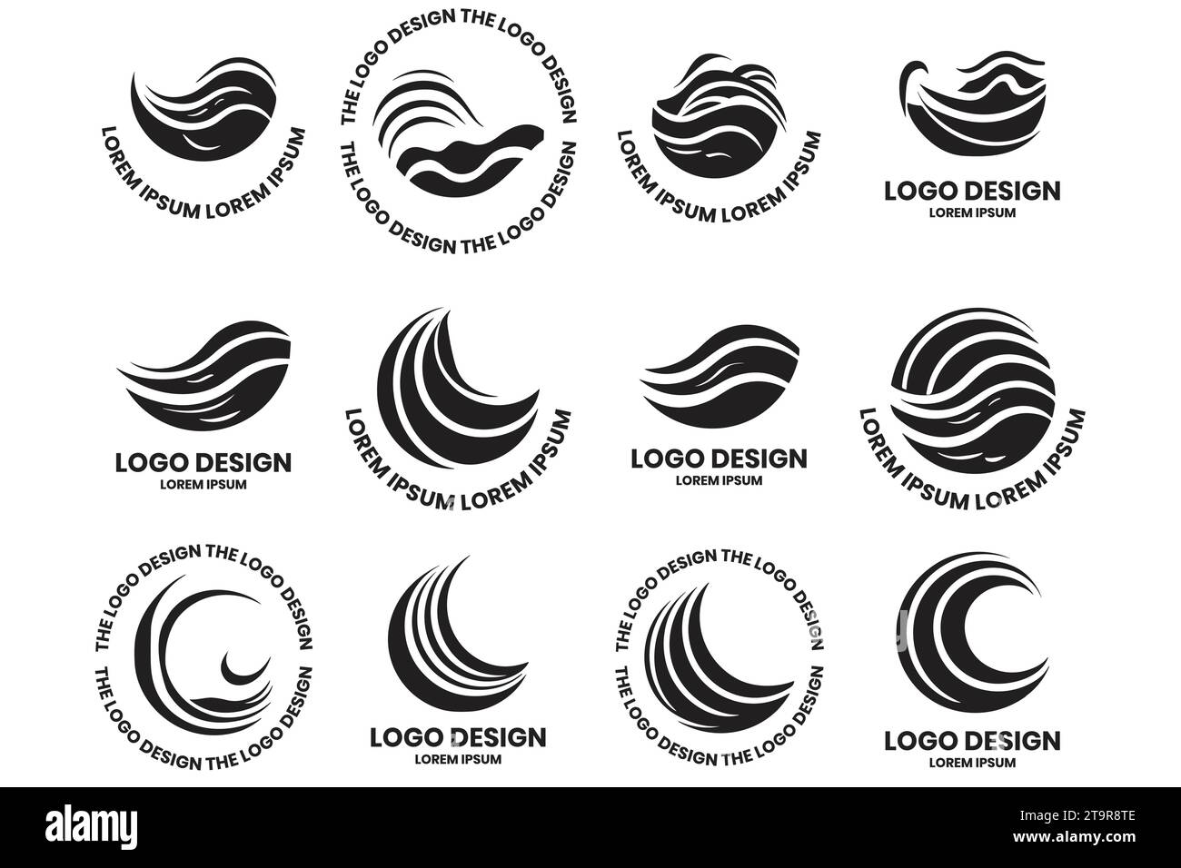 Logo mer ou vague dans un style minimaliste pour la décoration isolée sur fond Illustration de Vecteur