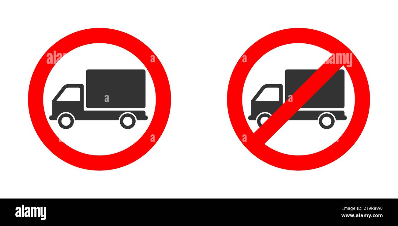 Pas de signe de camion. Pas de parking pour camions. Icône d'interdiction du chariot. Illustration vectorielle Illustration de Vecteur