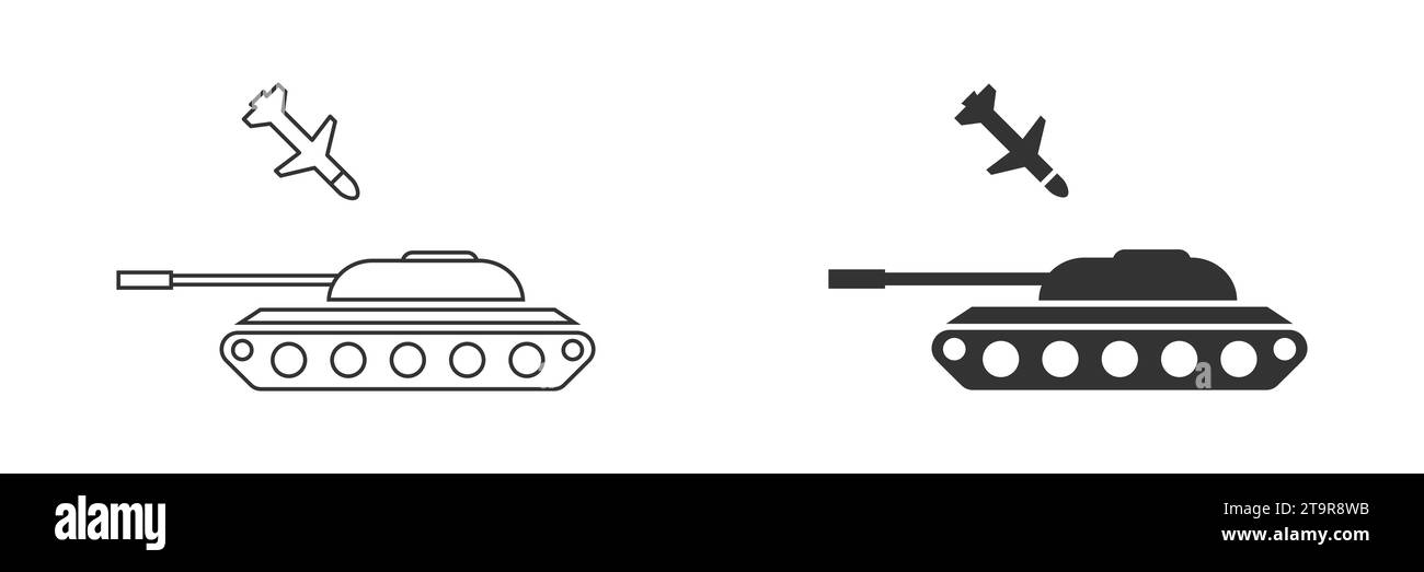 Icône de char d'attaque de missile. Missile antichar. Illustration vectorielle Illustration de Vecteur