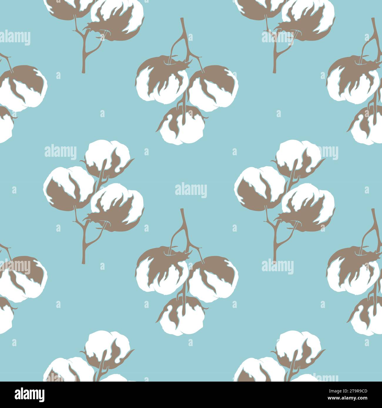 Motif bleu avec branche de fleur de coton, pour papier peint, fond de page Web, textures de surface, textiles. Illustration vectorielle Illustration de Vecteur