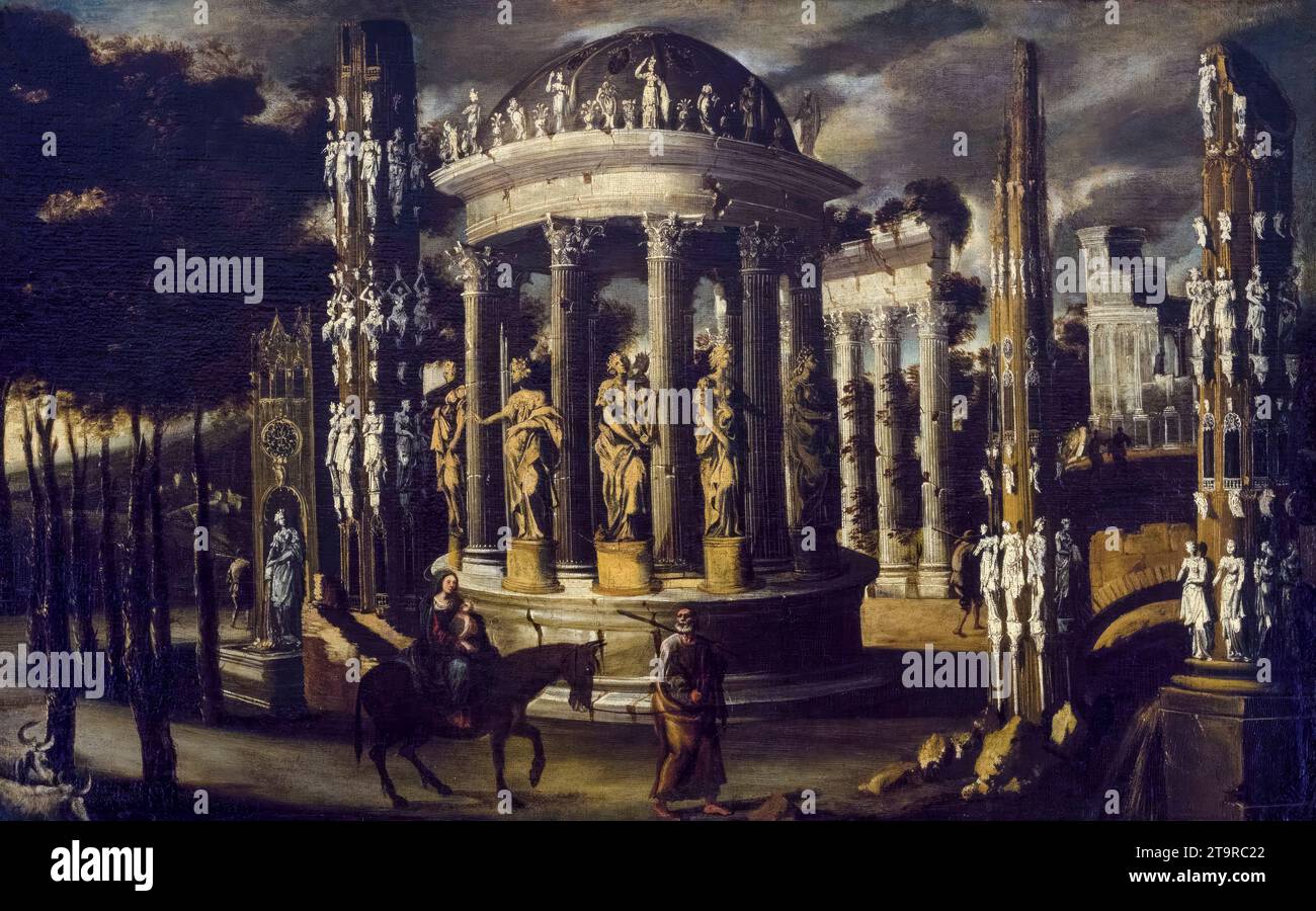 François de nomé, la fuite en Egypte, peinture à l'huile sur toile, avant 1644 Banque D'Images