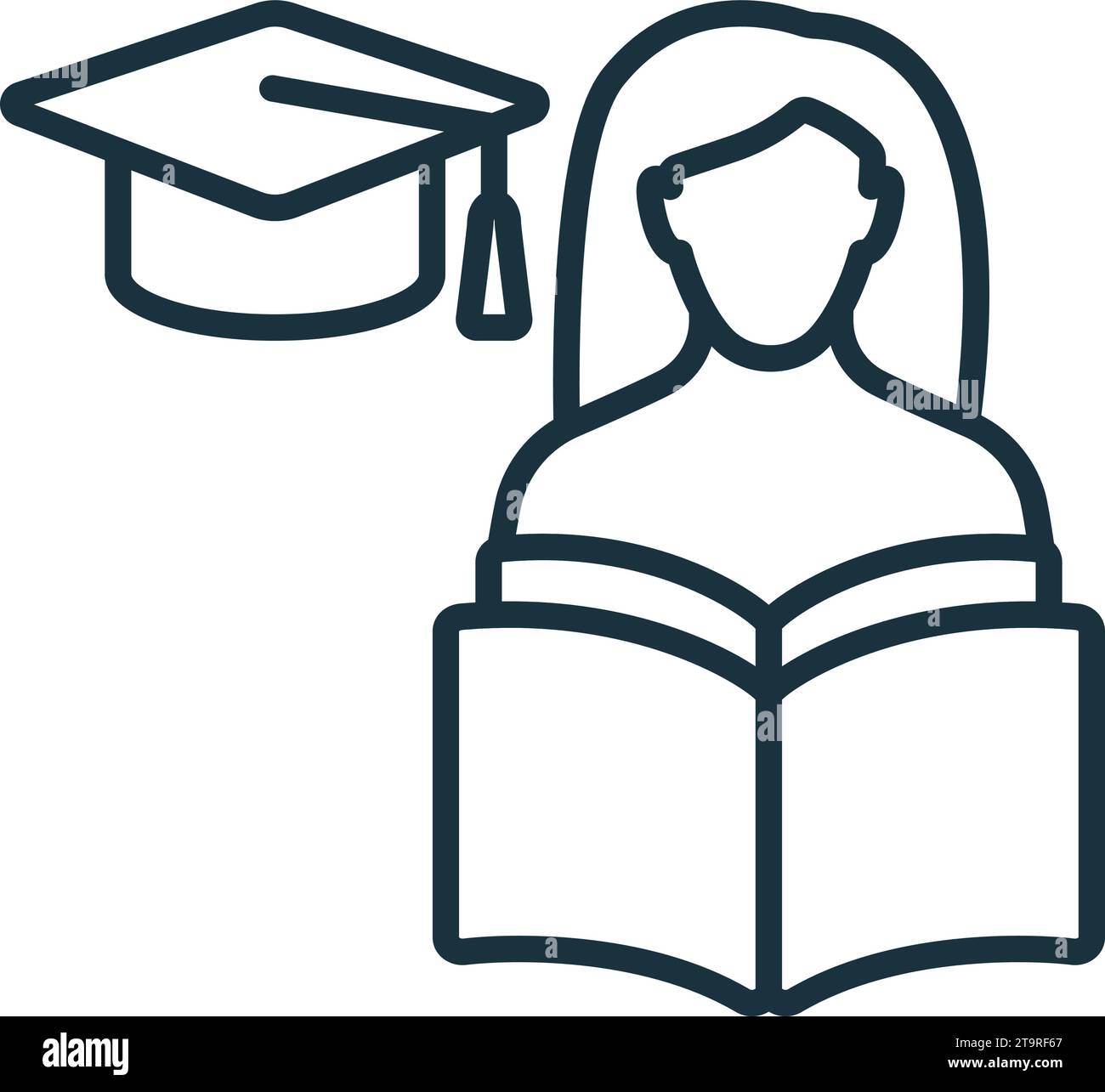 Icône de contour autodidacte. Signe simple monochrome de la collection freelance. Icône auto-éduquée pour logo, modèles, conception Web et infographie. Illustration de Vecteur