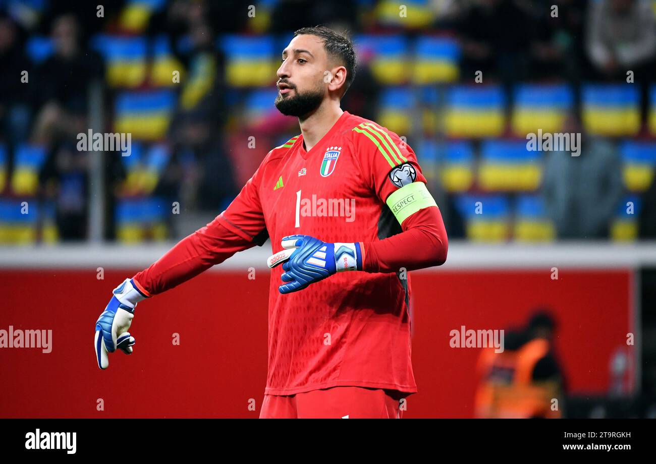 Football, hommes, qualifications pour le Championnat d'Europe 2024, BayArena Leverkusen, Ukraine - Italie ; Gianluigi Donnarumma (ITA) Banque D'Images