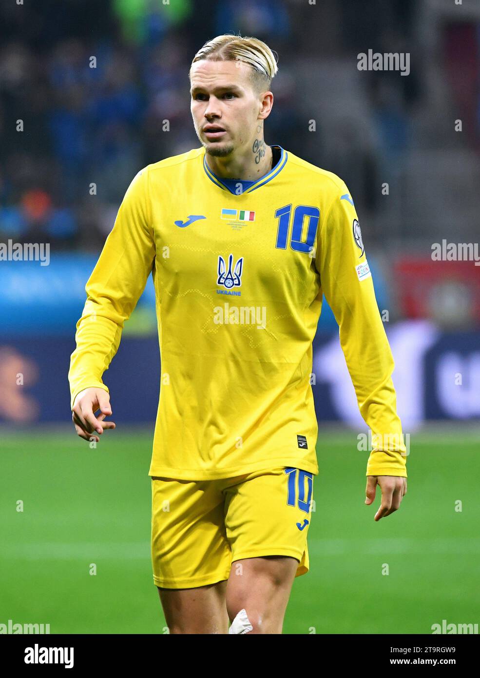Football, hommes, qualifications pour le Championnat d'Europe 2024, BayArena Leverkusen, Ukraine - Italie ; Mykhailo Mudryk (UKR) Banque D'Images