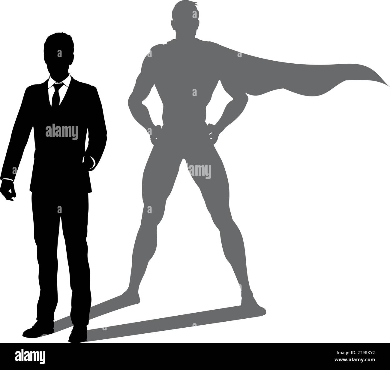 Super héros Business Man avec Super Hero Shadow Illustration de Vecteur