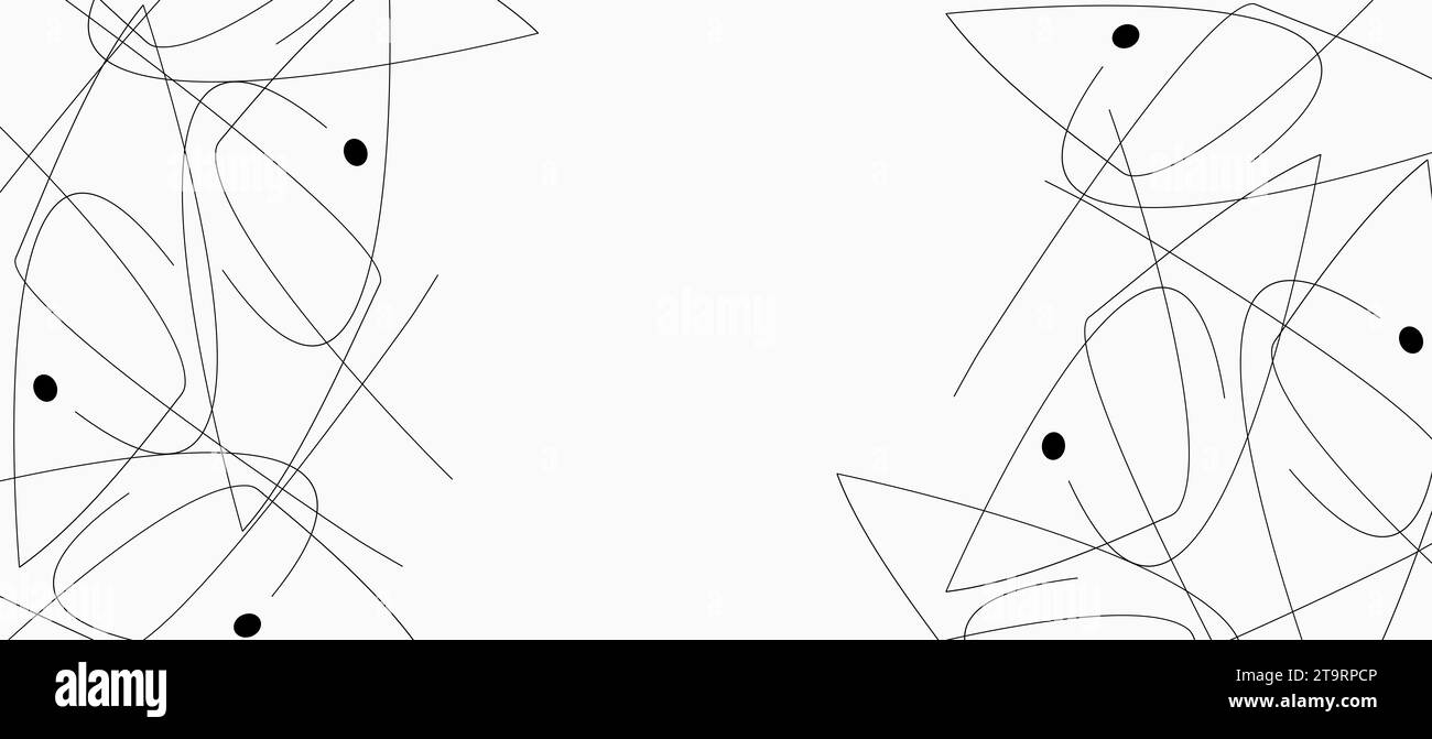 Fond abstrait avec la silhouette minimaliste unique d'une crevette. Dessin au trait Image horizontale. Large espace de copie Banque D'Images