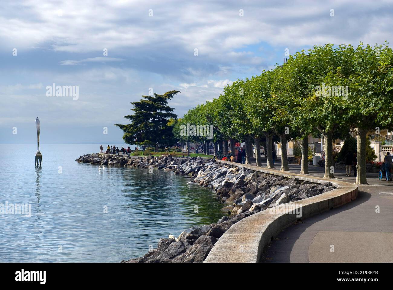 Vevey sur le lac Léman, Fork publicitaire du Musée de la nutrition, Vaud, Suisse Banque D'Images