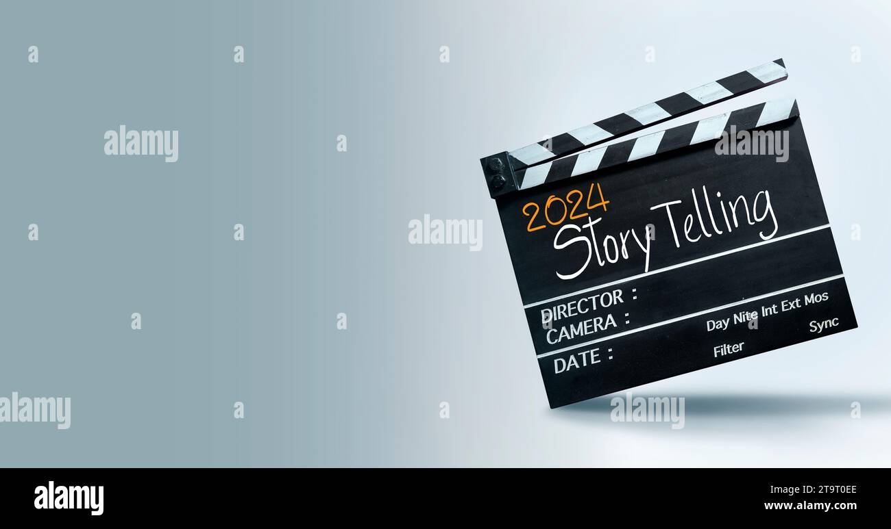 Storytelling en l'an 2024. Bonne année à l'industrie cinématographique et aux créateurs de contenu. Banque D'Images