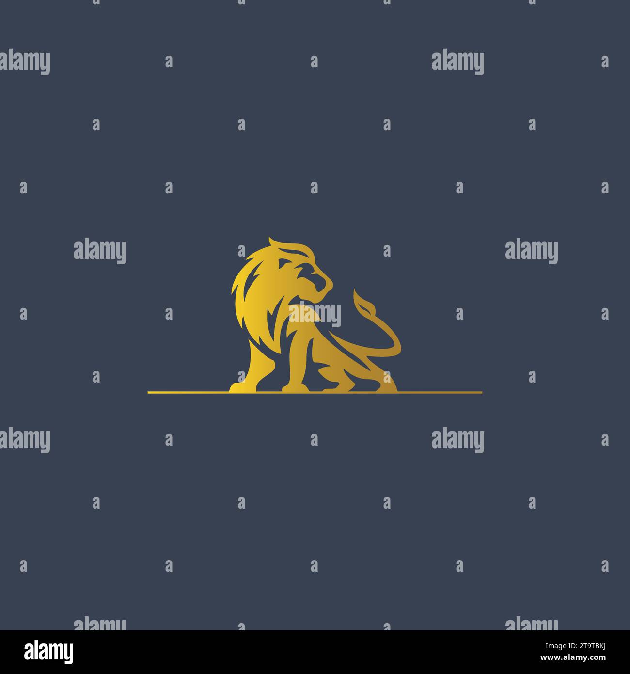 Golden Lion logo Lion icône lion logo de la société design force et puissance symbole image vectorielle dans un style plat Illustration de Vecteur