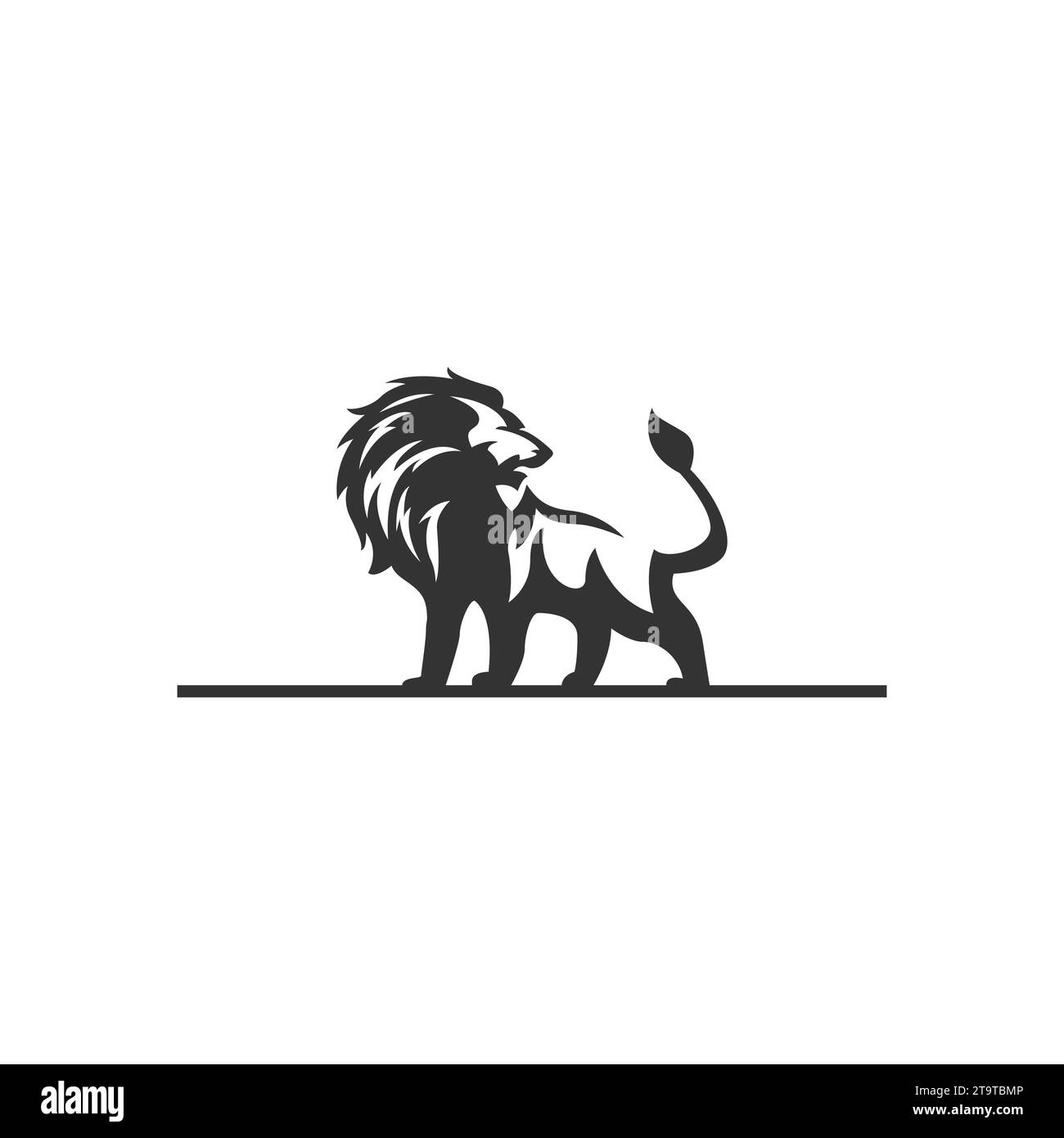 Logo Lion icône lion logo de la société logo design force et puissance symbole image vectorielle dans un style plat Illustration de Vecteur