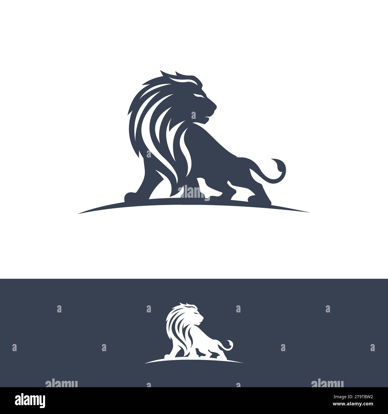 Logo Lion icône lion logo de la société logo design force et puissance symbole image vectorielle dans un style plat Illustration de Vecteur