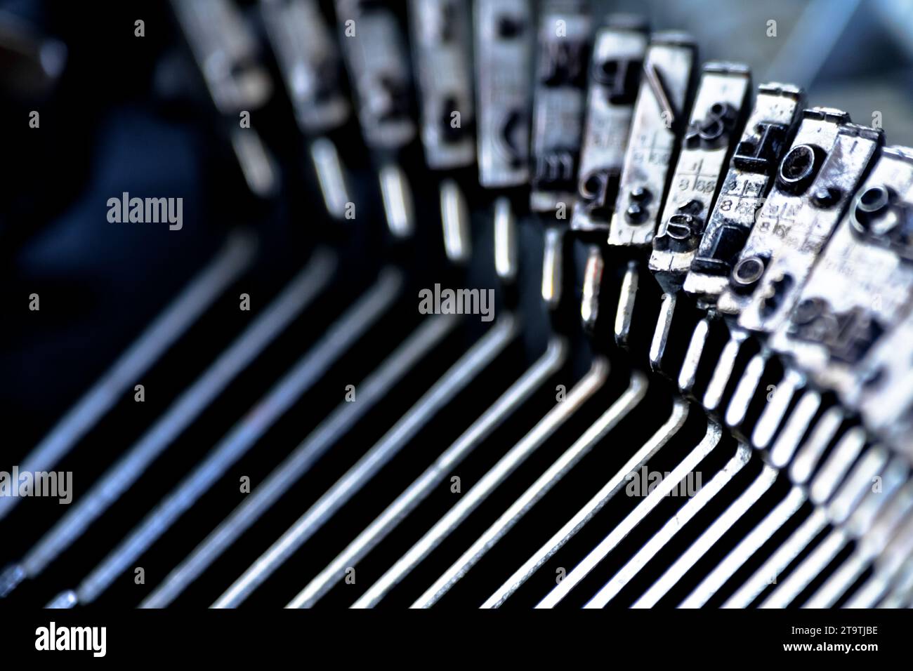 CU vieille machine à écrire, concept d'écrivain vintage Banque D'Images