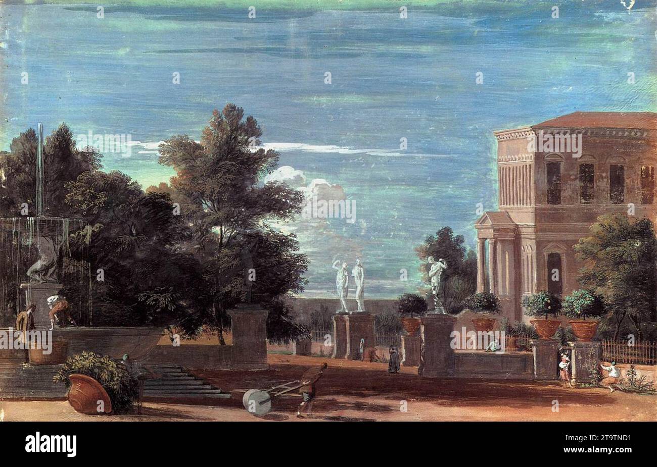 Villa dans un cadre de parc des années 1720 par Marco Ricci Banque D'Images