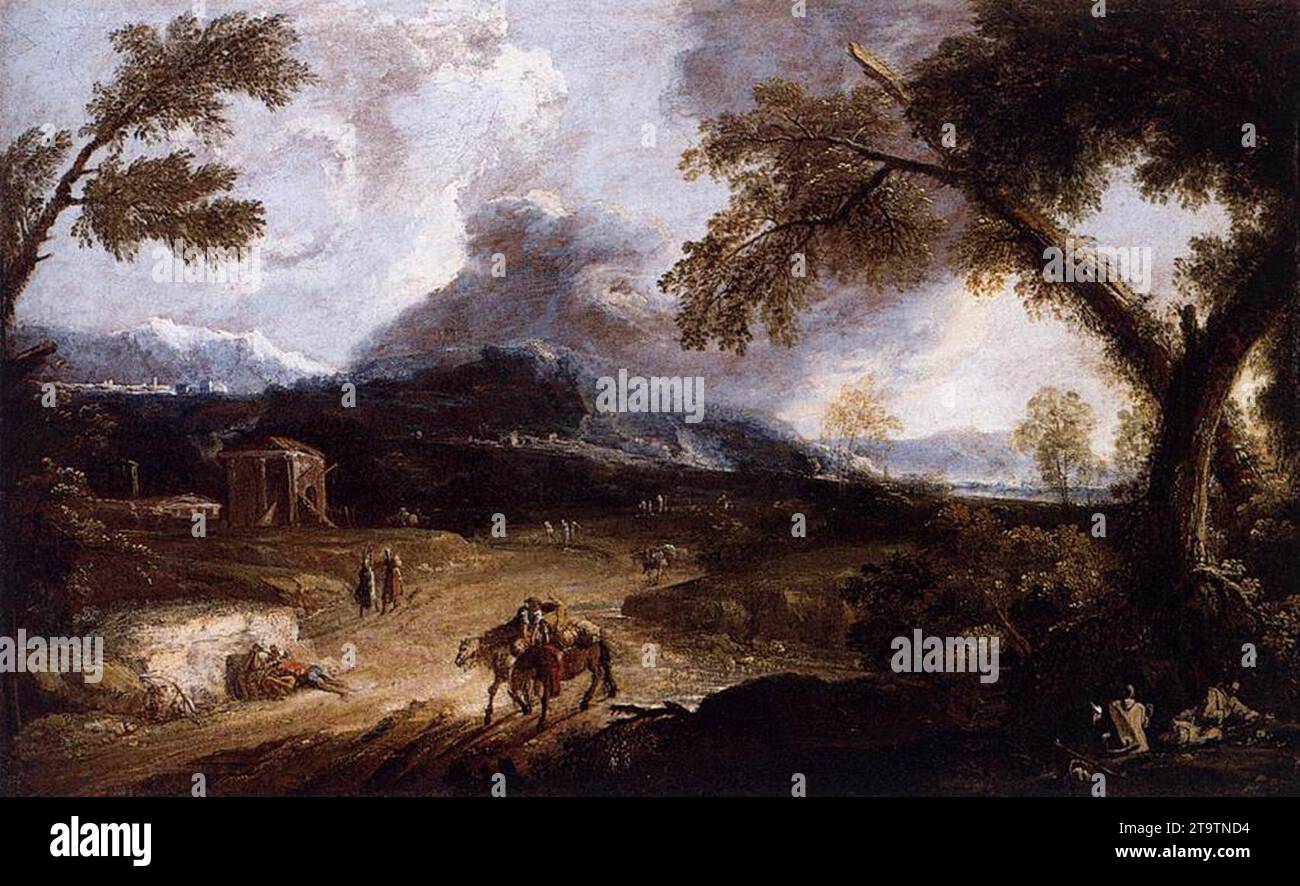 Paysage c. 1700 par Marco Ricci Banque D'Images