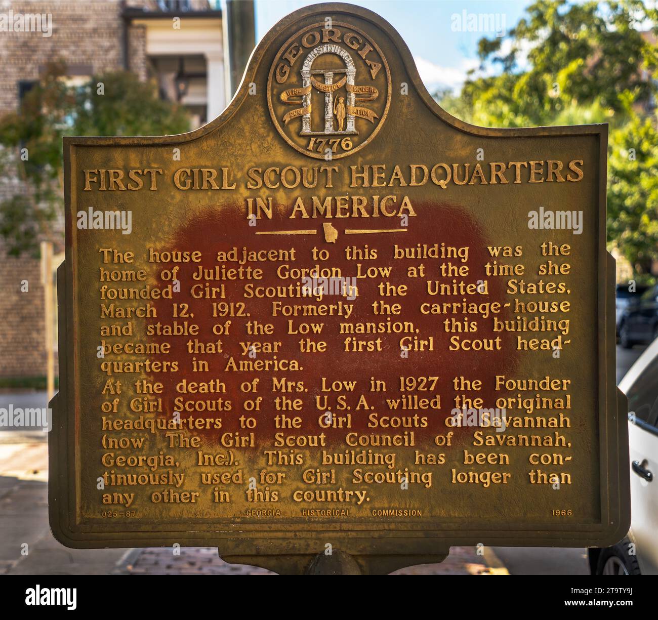 Plaque du siège de la première Girl Scout en Amérique à Savannah en Géorgie Banque D'Images