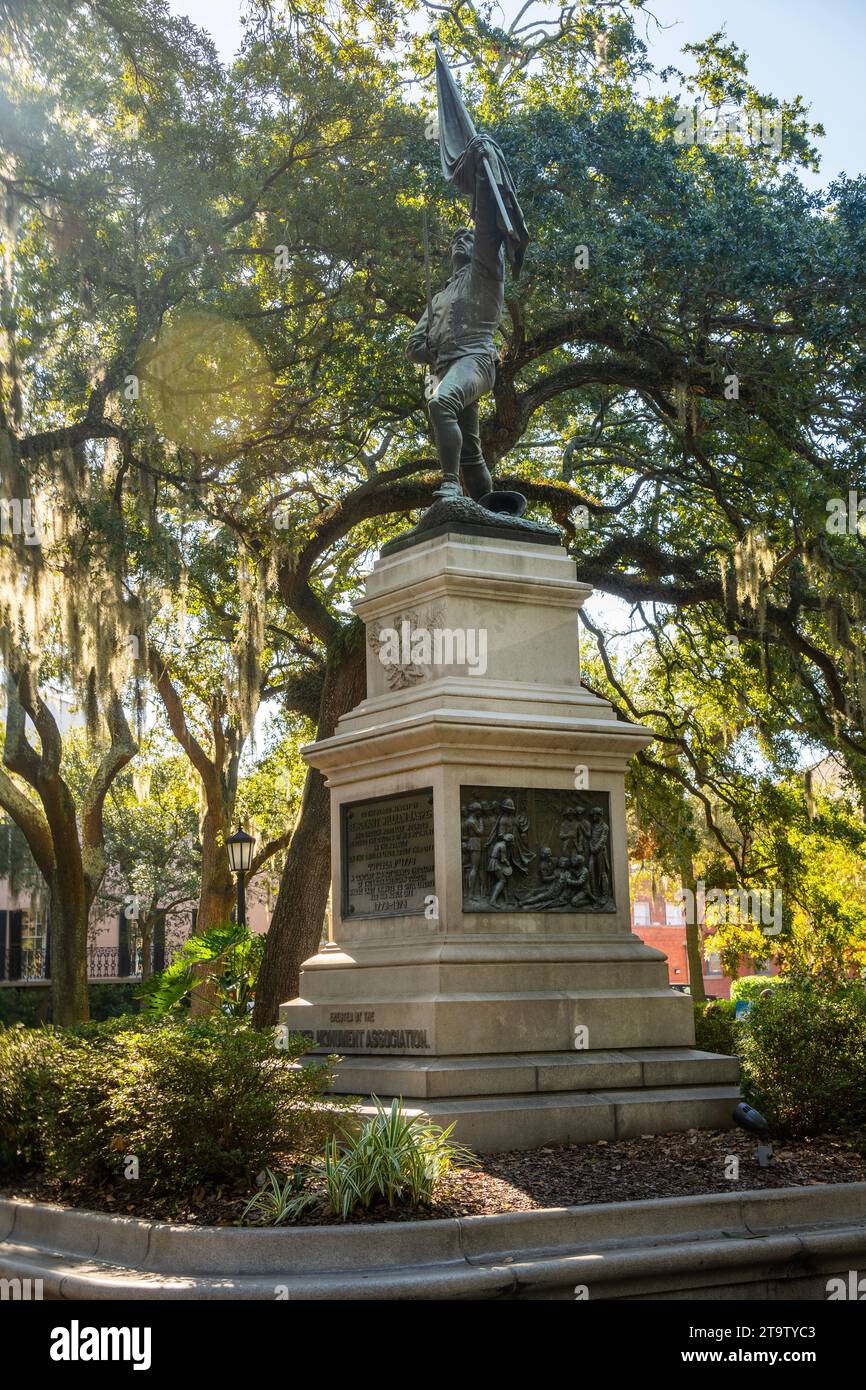 Monument William Jasper à Madison Square à Savannah en Géorgie Banque D'Images