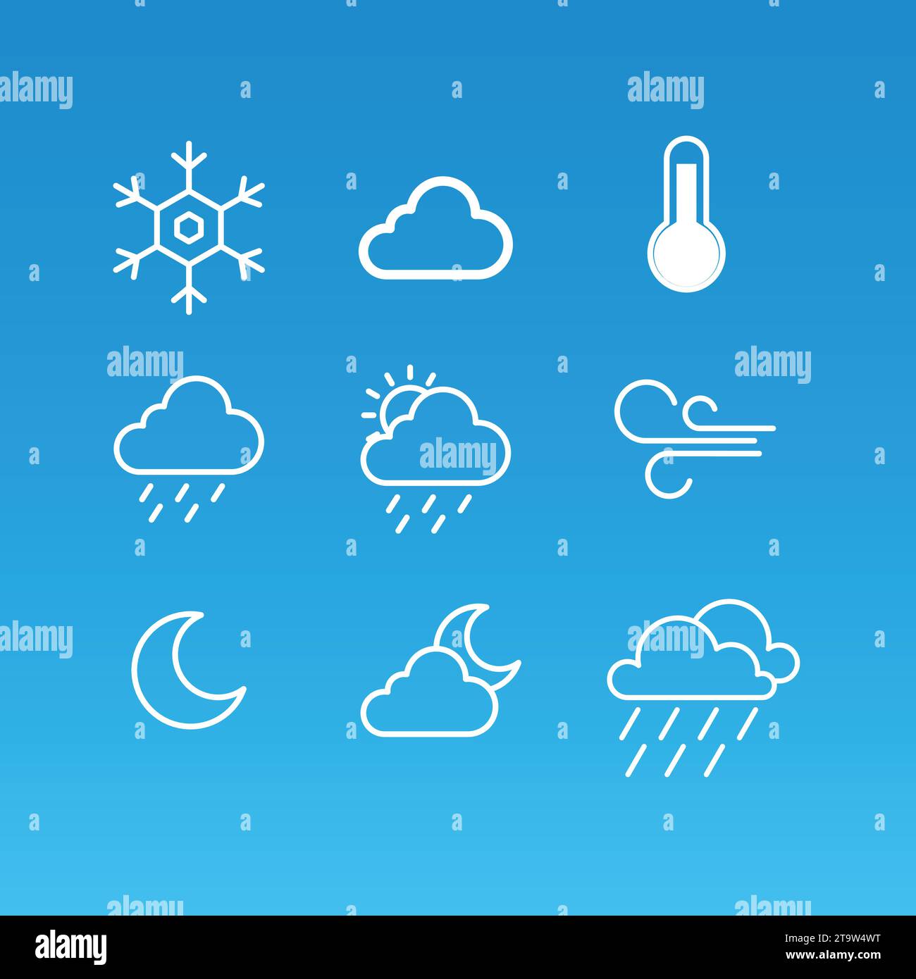 Ensemble d'icônes gratuites de ligne de vecteur météo. Contient des symboles du soleil, nuages, flocons de neige, vent, arc-en-ciel, moon et bien plus encore. Illustration de Vecteur