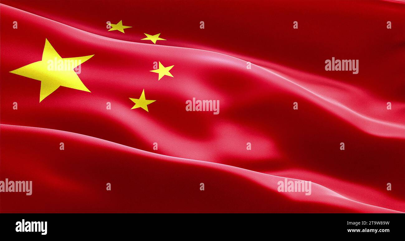 ondulation texture de tissu avec la couleur rouge du drapeau du peuple de la république de chine, drapeau de texture réelle Banque D'Images