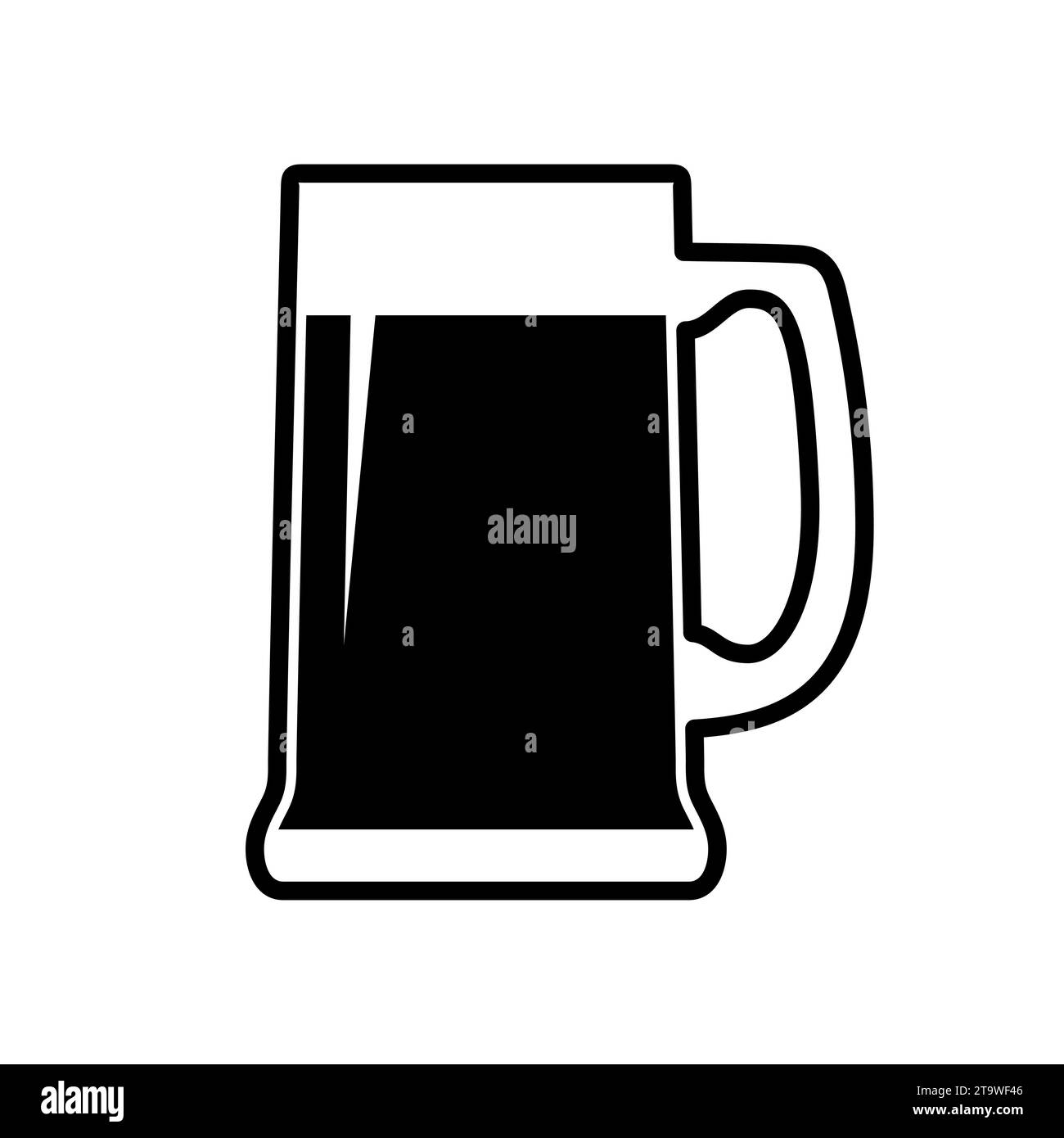 Icône de verre à bière isolée sur fond blanc. Tasse de bière, boisson alcoolisée. Élément de conception pour logo, étiquette, signe, affiche, t-shirt. Illustration de Vecteur