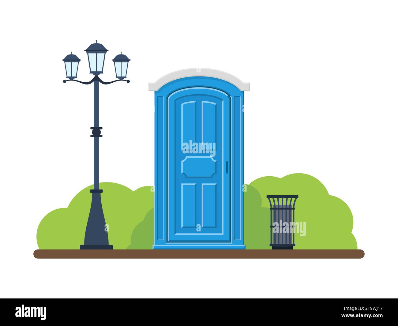 toilettes mobiles portables en plastique utilisées dans les lieux publics isolés sur fond blanc. Cabine de toilette bio chimique. Toilettes WC toilettes cabine. Public Illustration de Vecteur