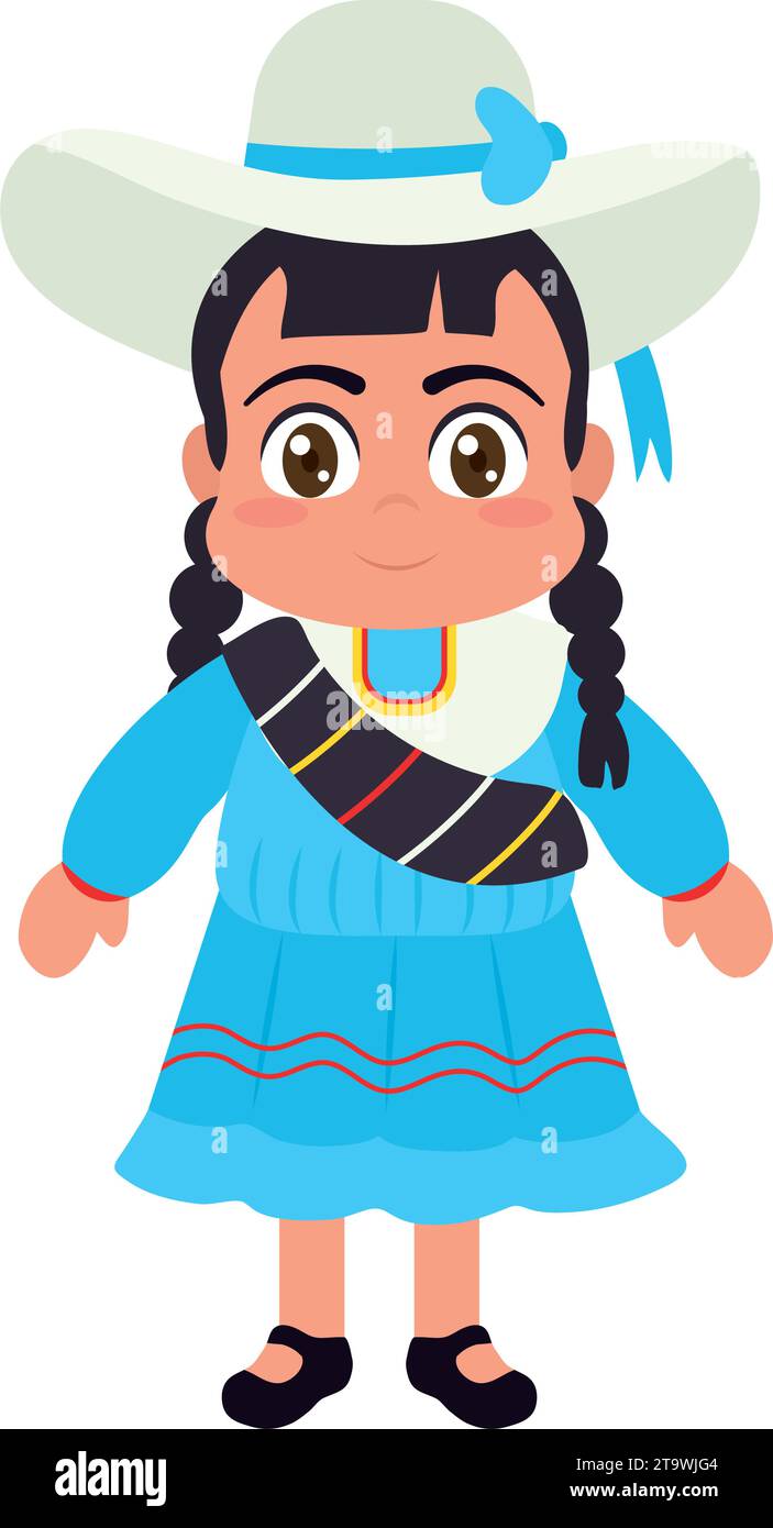 femme péruvienne avec robe bleue Illustration de Vecteur