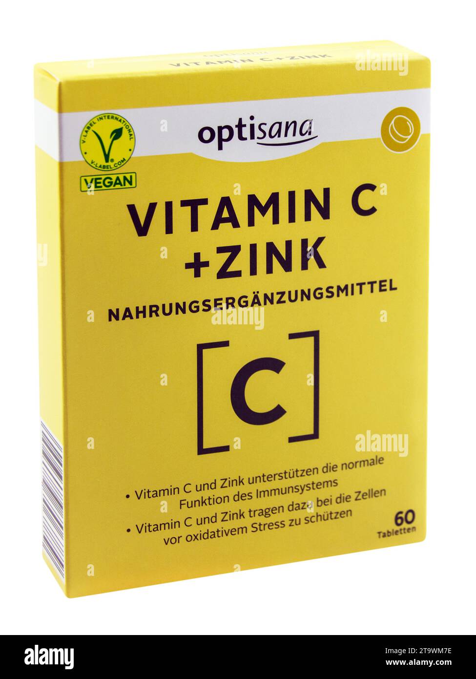 Hambourg, Allemagne - novembre 26 2023 : Optisana Vitamin C und Zink Tabletten vegan Banque D'Images