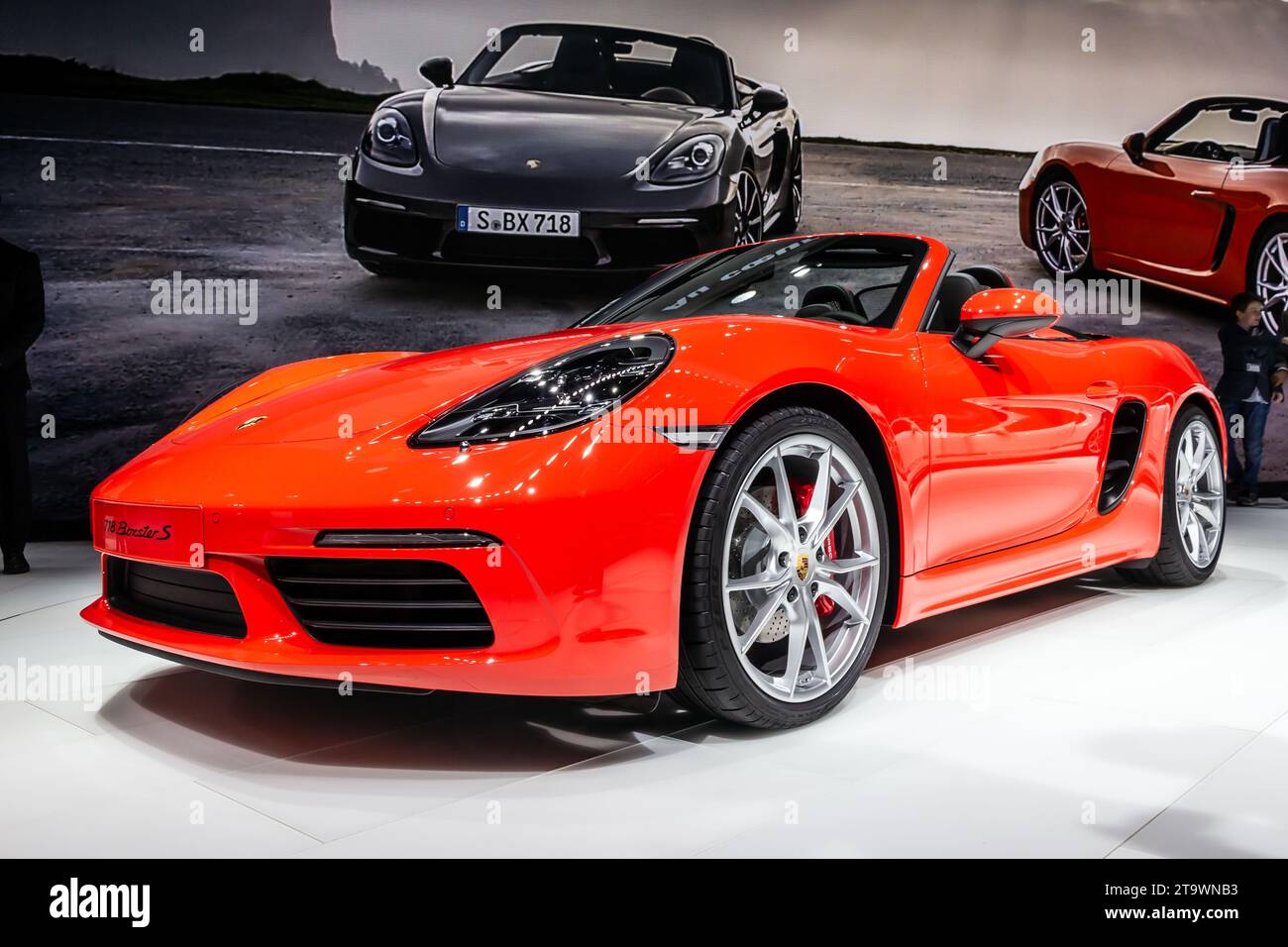 Porsche 718 Boxster S voiture de sport au salon international de l'automobile de Genève. Suisse - 2 mars 2016. Banque D'Images