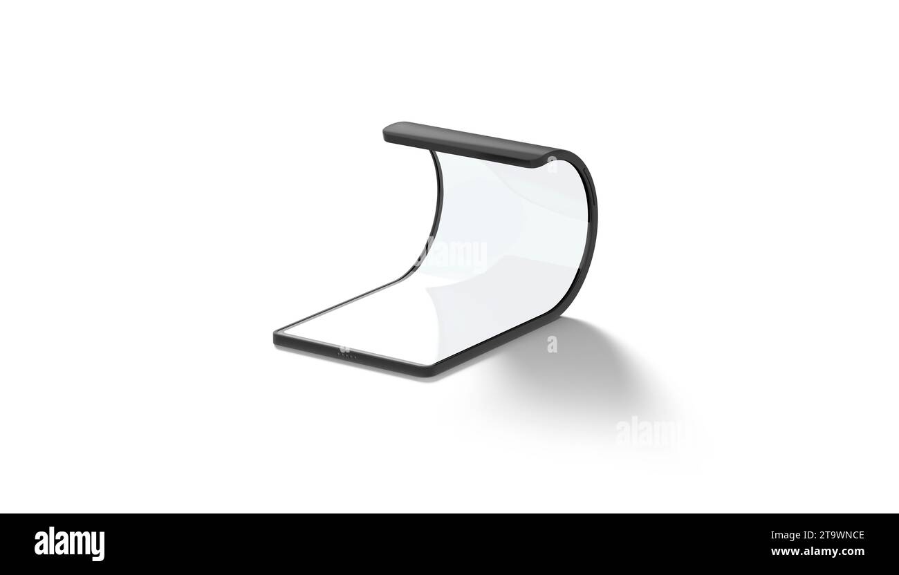 Vide allumé téléphone à clapet noir maquette d'affichage torsadée, isolée Banque D'Images