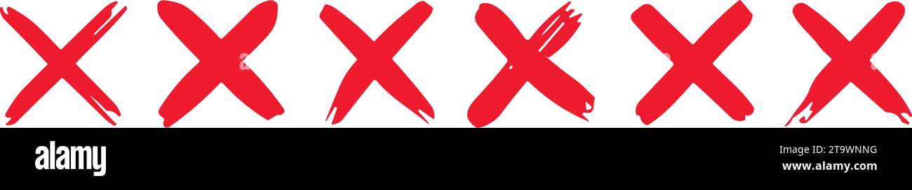 Icône de vecteur croix rouge x. aucun symbole erroné. supprimer ou faux, signer le vote. Rejeter annuler l'ensemble d'éléments de conception graphique Illustration de Vecteur