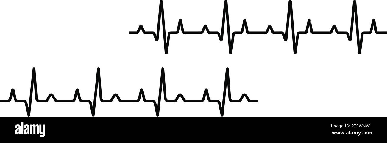 Ligne de pulsation définie. Collecte du pouls cardiaque. Surveillance ECG d'urgence. L'électrocardiogramme. illustration vectorielle Illustration de Vecteur