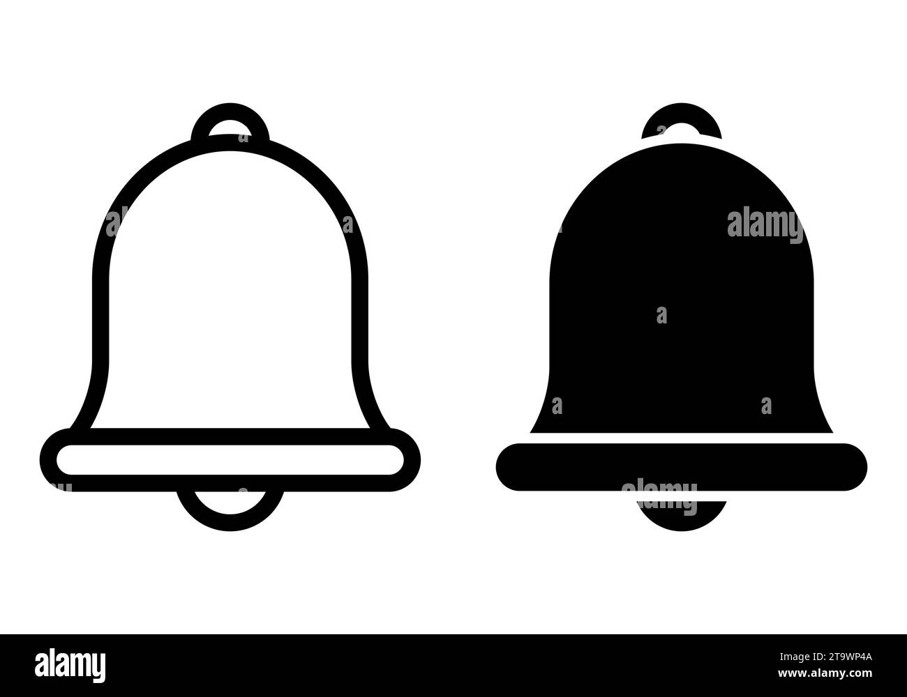 Symbole d'icône de cloche de notification isolé sur fond blanc. La cloche d'avertissement noire tremble pour alerter l'horaire à venir. Illustration vectorielle. Illustration de Vecteur