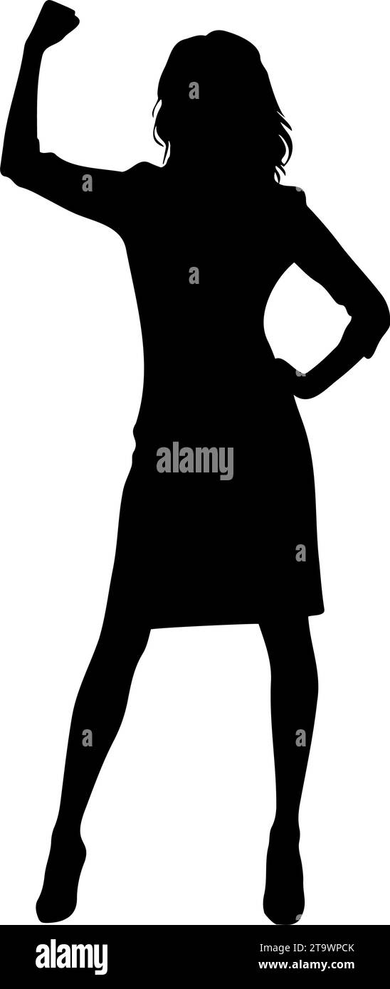 Femme avec la silhouette relevée de poing. Illustration vectorielle Illustration de Vecteur