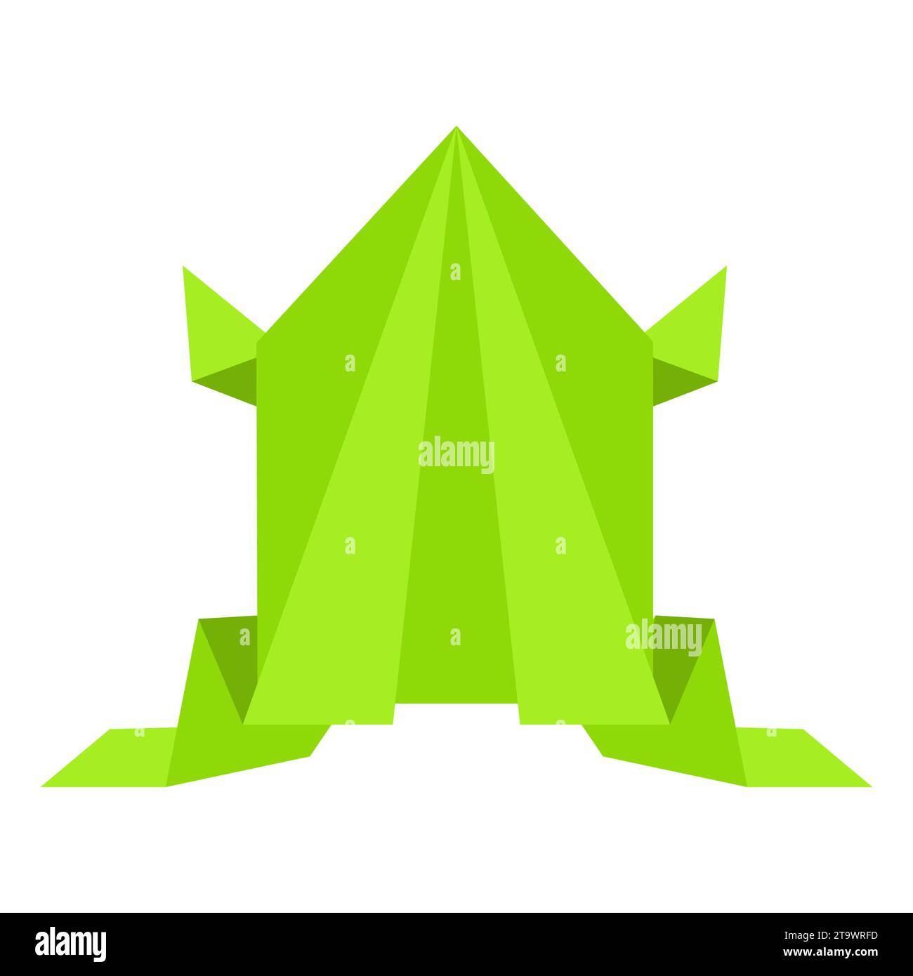 Papier origami grenouille dans un style plat isolé sur blanc. Art du pliage de papier. Grue en origami du Japon. Icône de jouet grenouille figurine en papier. Dessin animé géométrique Illustration de Vecteur