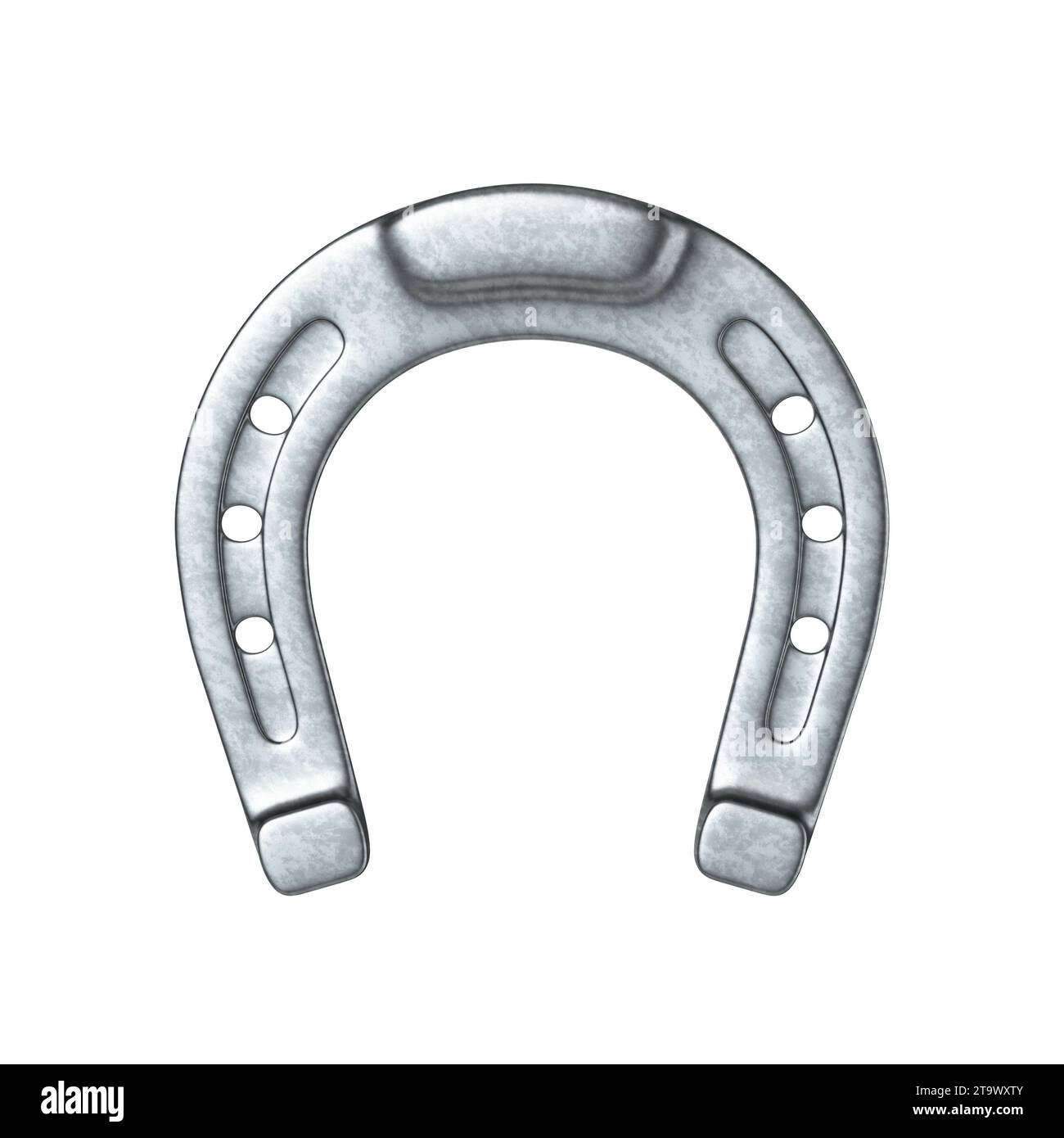 Illustration de rendu 3D de fers à cheval en métal isolé sur fond blanc Banque D'Images