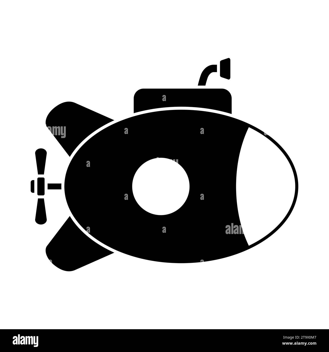 Icône de sous-marin noir avec périscope isolé sur fond blanc. Navire sous-marin, icône bathyscaphe flottant sous l'eau de mer. Illustration vectorielle. Illustration de Vecteur